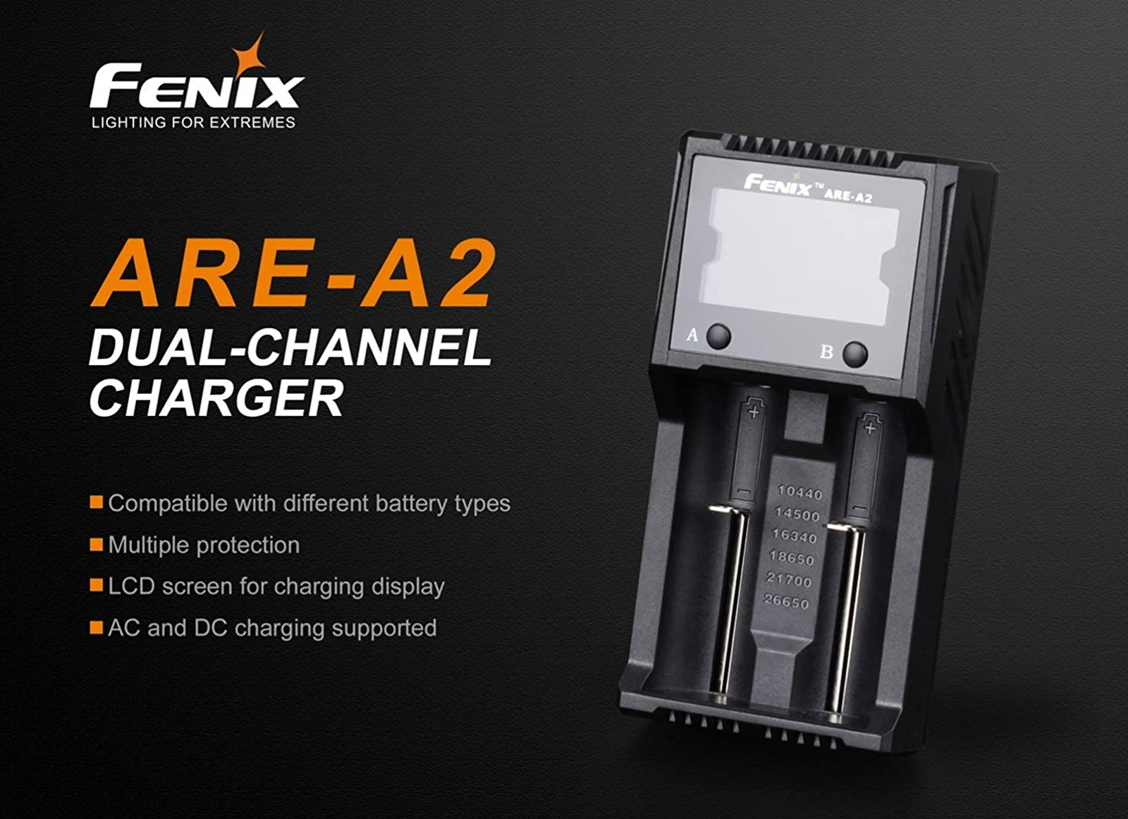 FENIX CARICABATTERIE DUAL CHANNEL FNX ARE-A2